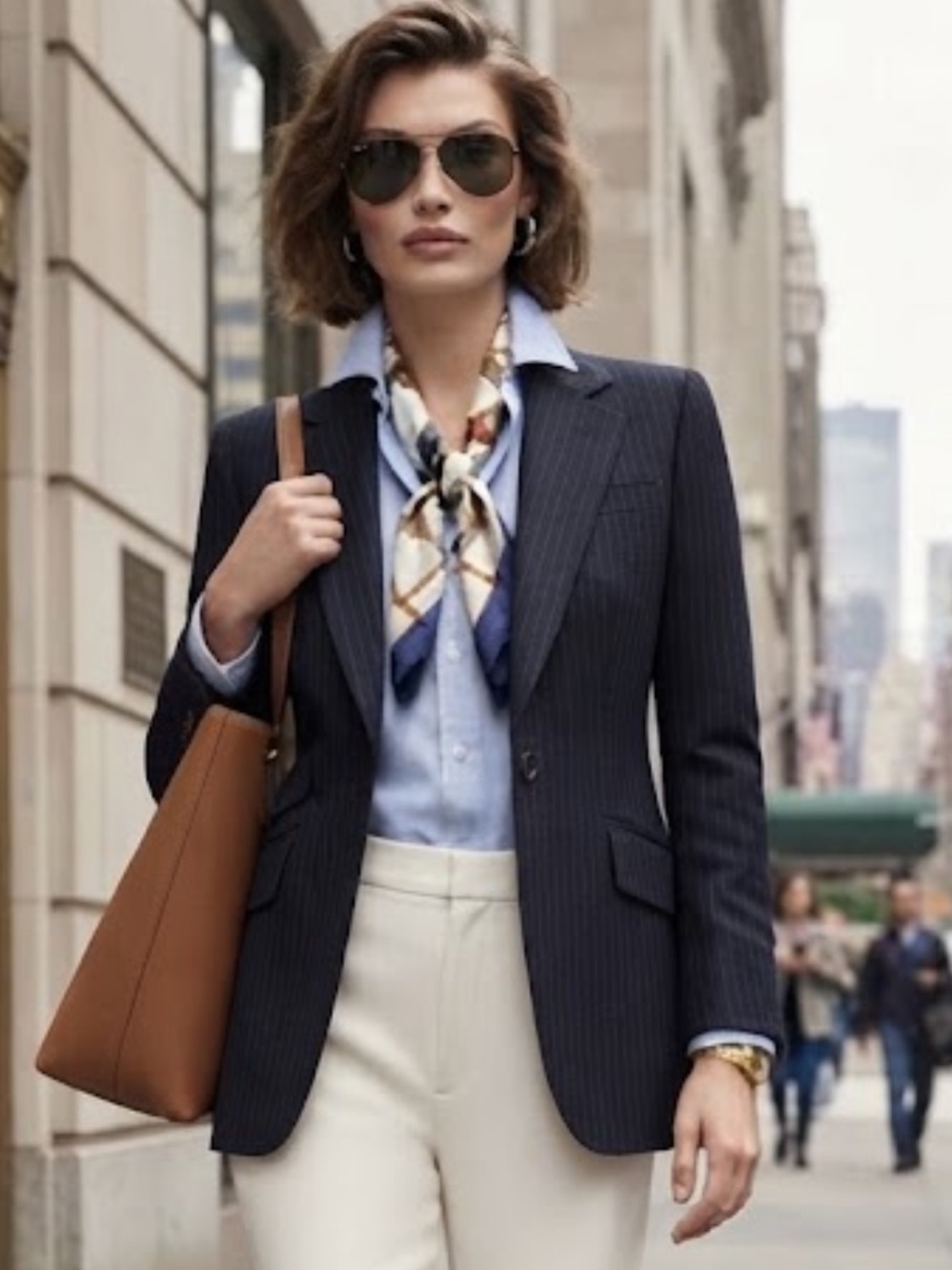 Lauren Ralph Lauren 100% Wool Pinstriped Blue Blazer